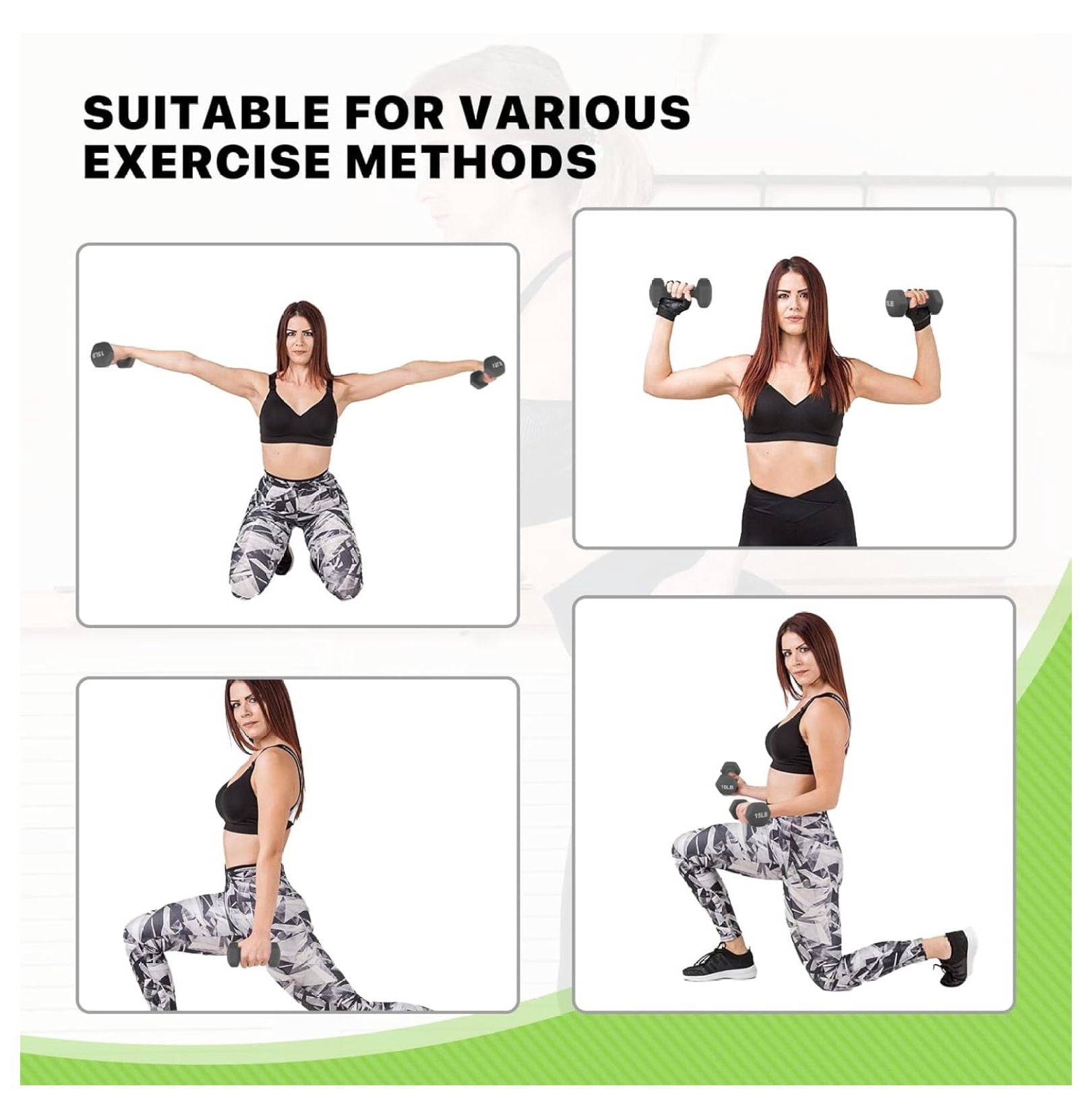 Dumbbells Hand Weights Set, Neoprene Coated Hexagon Workout Dumbbell for Women and Men, 1, 2, 3, 5, 8, 10, 12, 15lbs - Pair