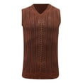 thumbnail image 4 of BADHUB Knitted Crochet Tank Tops for Men See Through Hollow Out V Neck Sleeveless Breathable Muscle Shirts Brown XXL, 4 of 4