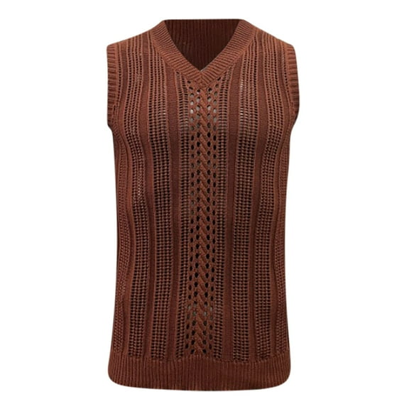 Sales Or Clearance JXMVOJ Men's Loose Fit Knit Sleeveless Top, Breathable Mesh Undershirt, Solid Color Round Neck Vest, Versatile Sports Base Layer Shirt