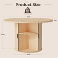 thumbnail image 3 of Hawsaiy 47" Round Dining Table for 4 with Sliding Door Storage Base, Waterproof Scratch-Resistant Wood Top, Modern Farmhouse Kitchen Dining Table, Natural, 3 of 8
