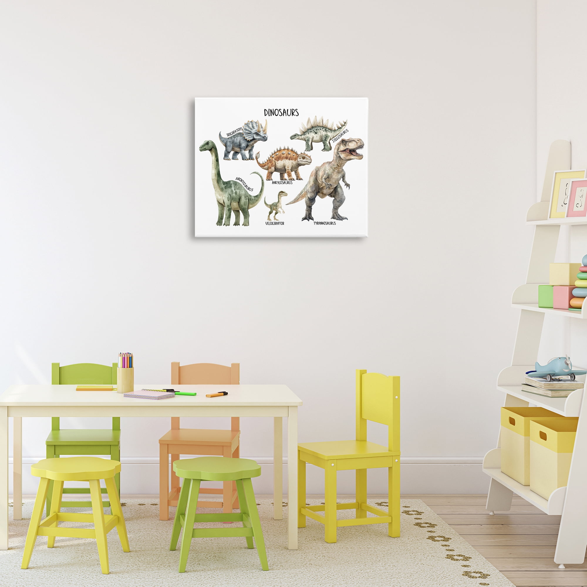 Stupell Industries Meet The Dinosaurs Canvas Wall Art, design by Christine Simpson Art