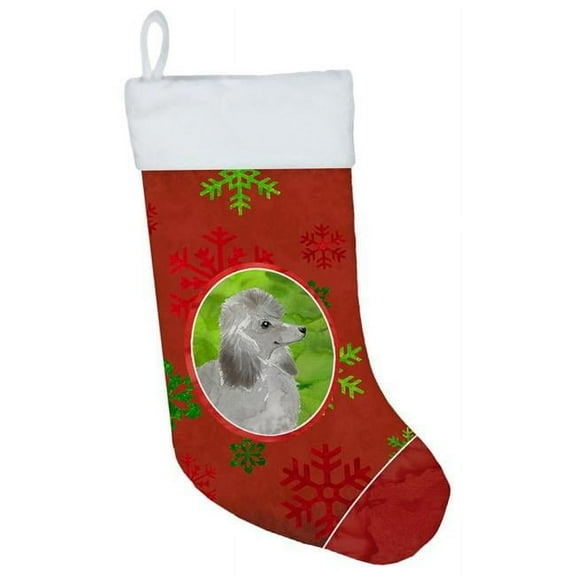 Carolines Treasures CK3992CS Christmas Snowflakes Silver Poodle Christmas Stocking