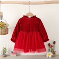 thumbnail image 4 of MEZZALL Robe en Tulle à Manches Longues avec Nœud pour Filles, Robe de Danse en Velours, Robe de Fête, Robe d'Été Adorable, Rouge, 12-18 Mois, 4 of 8