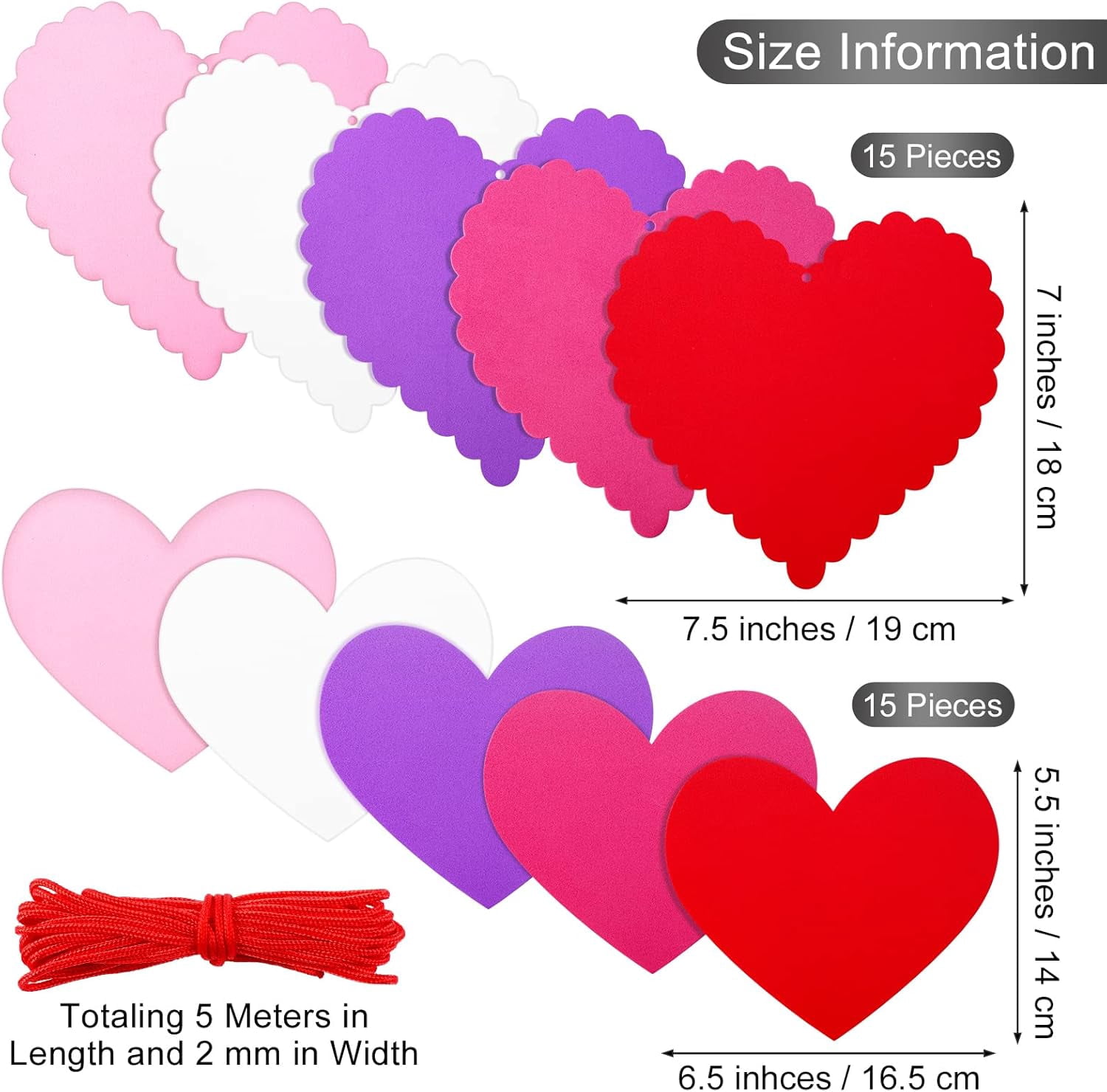 Valentines Hearts Foam Craft Set Include Colorful Hearts Foam and Self-Adhesive Heart Foam Stickers for Valentine's Day Craft DIY Supplies, Red