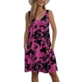 thumbnail image 5 of vigerkar Women's Summer U Neck Dress 2025 A-Line Floral Sleeveless Casual Sundresses with Pockets Hot Pink, XL, 5 of 7