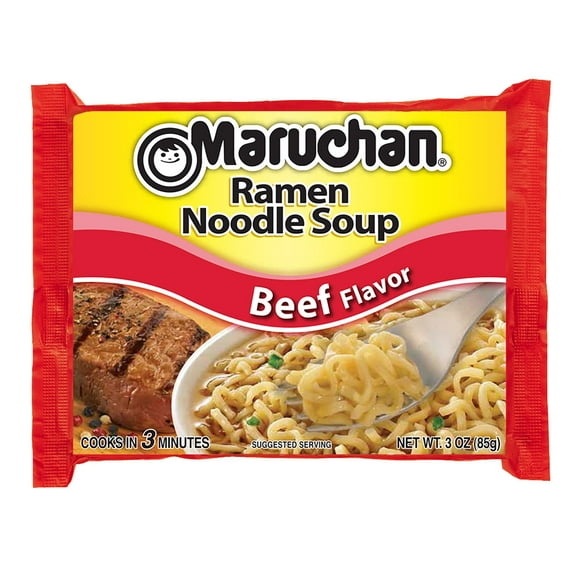 Maruchan Ramen Noodle Beef Flavor Soup, 3 oz Shelf Stable Package
