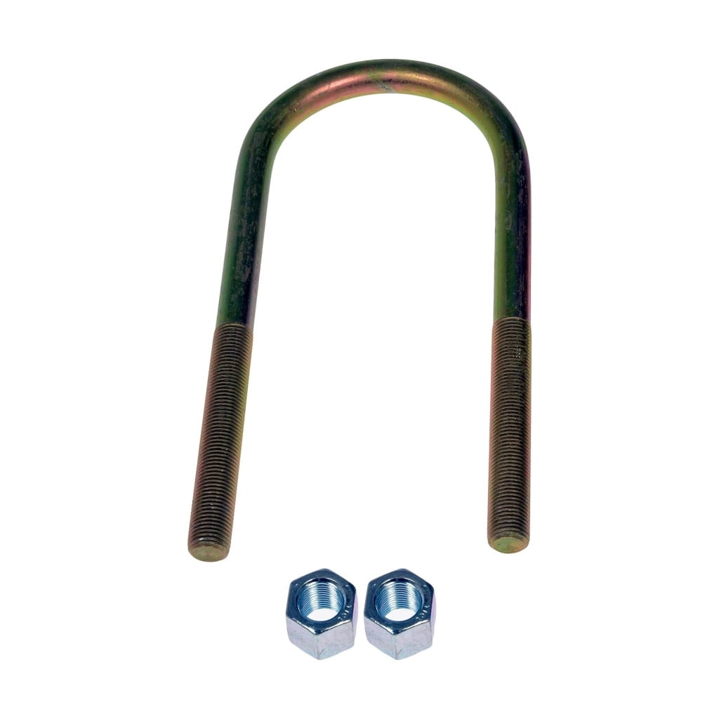 KarParts360 Threaded U-Bolts | Steel Material | Yellow Zinc Finish | Round U-Bolt | Hex Head Drive | Fine Thread | 1/2 Inches Thread Diameter | 2 pieces