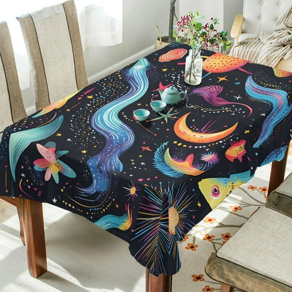Yayeee Tablecloths 54" x 54" Rectangle Wrinkle Resistant Party Table Cover, Zodiac Stars