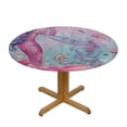 thumbnail image 3 of Orinice Mermaid Fish Sea Creatures Round Table Cover Stain Resistant Washable Indoor Outdoor Tablecloth Kitchen Dining Wedding Parties Elastic Edge 100% Polyester Fiber 42-46, 3 of 8