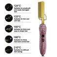 thumbnail image 4 of Hair Straightener Brush Stylish Rhinestones Fast Heating Straightener Comb for Hair Styling Rose Red US Plug 110V, 4 of 9