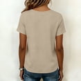 thumbnail image 4 of zbxnLI Casual Cotton Linen Shirts for Women Fashion Button Front Blouse Top Summer V Neck Loose Short Sleeve Shirt, 4 of 7