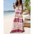 thumbnail image 3 of CHICME Nightgowns for Women Tie-Dye Print Spaghetti Strap Sleeveless Long house Dresses Women Nightshirts & Gowns with Pockets Dark Red-L, 3 of 9