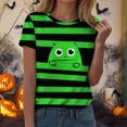 thumbnail image 4 of Godom Women Fall Halloween Shirt Print Graphic Tees Pumpkin Short Sleeve Tops, 4 of 6