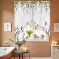 thumbnail image 6 of Spring Floral Swag Valance Curtains Watercolor Spring Pink Purple Tulip Teal Eucalyptus Leaf Rod Pocket Swag Curtains Small Window Treatments for Kitchen Bathroom Bedroom 36" W x 45" L, 2 Panels, 6 of 9