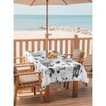thumbnail image 2 of Outdoor Tablecloth with Umbrella Hole for Patio/Picnic/Party/Camping, Coastal Nautical Waterproof Table Cloth Rectangle Table Cover Washable, Summer Ocean Beach Coconut Trees Grey (60"x 84"), 2 of 8