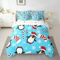 thumbnail image 2 of jejeloiu Christmas Hats Penguin Bedding Comforter Set 7-Piece 7 Pieces,Merry Christmas Full Bedding Set,Christmas Stockings Fitted Sheet Flat Sheet For Girls,Microfiber Bedroom Decor Reversible, 2 of 8