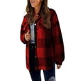 thumbnail image 3 of Women Fleece Jacket Button Down Fuzzy Shacket Long Sleeve Plaid Shirts Casual Warm Outwear Coat with Pockets, 3 of 4