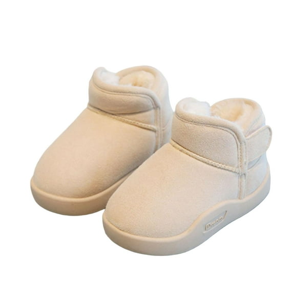 ZACPNCV Girls Winter Boots Kids Snow Ankle Fuzzy Boots for Toddler Beige
