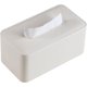 thumbnail image 5 of Caja de pañuelos de cuero PU, soporte para caja de pañuelos rectangular grueso, bordes redondeados (blanco cremoso), dispensador de servilletas, 5 of 5