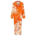 thumbnail image 5 of Orange Halloween Womens Pajamas Satin 2026 Cute Satin Ghost Pumpkin Print Long Sleeve Button Tops and Pants Matching XL, 5 of 5