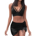 thumbnail image 6 of Women's Bikini Set Mesh Tie Back Two Piece Fashion Sexy Swimsuit with Removable Bra Pads No Underwire for Beach Vacation,Black,M, 6 of 6