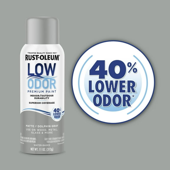 6 Pack, Dolphin Gray, Rust-Oleum Low Odor Premium Matte Spray Paint-388280, 11 oz