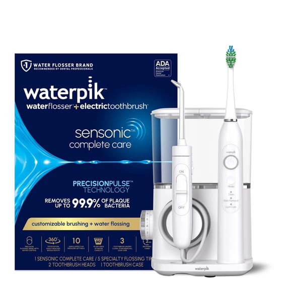 Waterpik Sensonic Complete Care, Water Flosser and Sonic Electric Toothbrush Combo, White