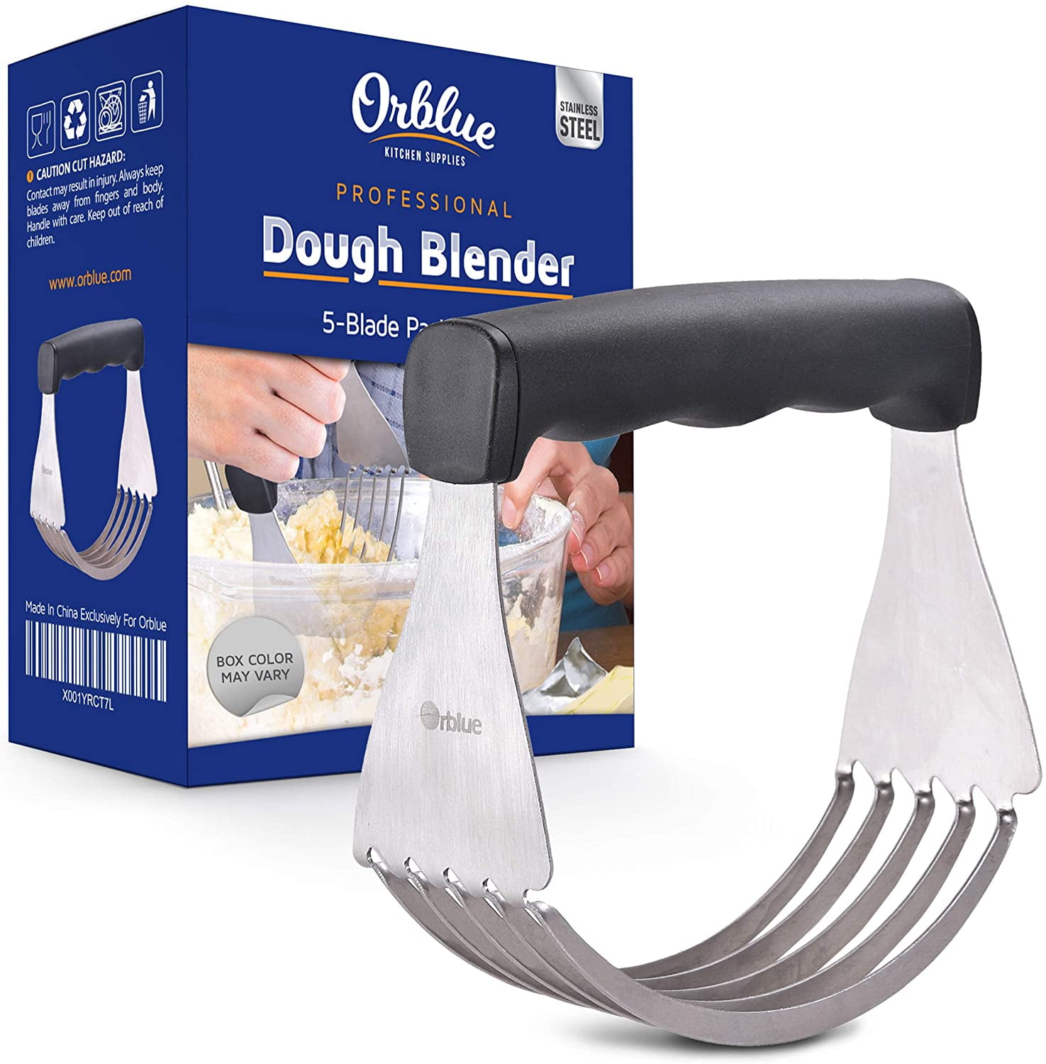 Pastry Blender Stainless Steel Dough Blender with 5 Heavy Duty Blades and Non-Slip Handle 