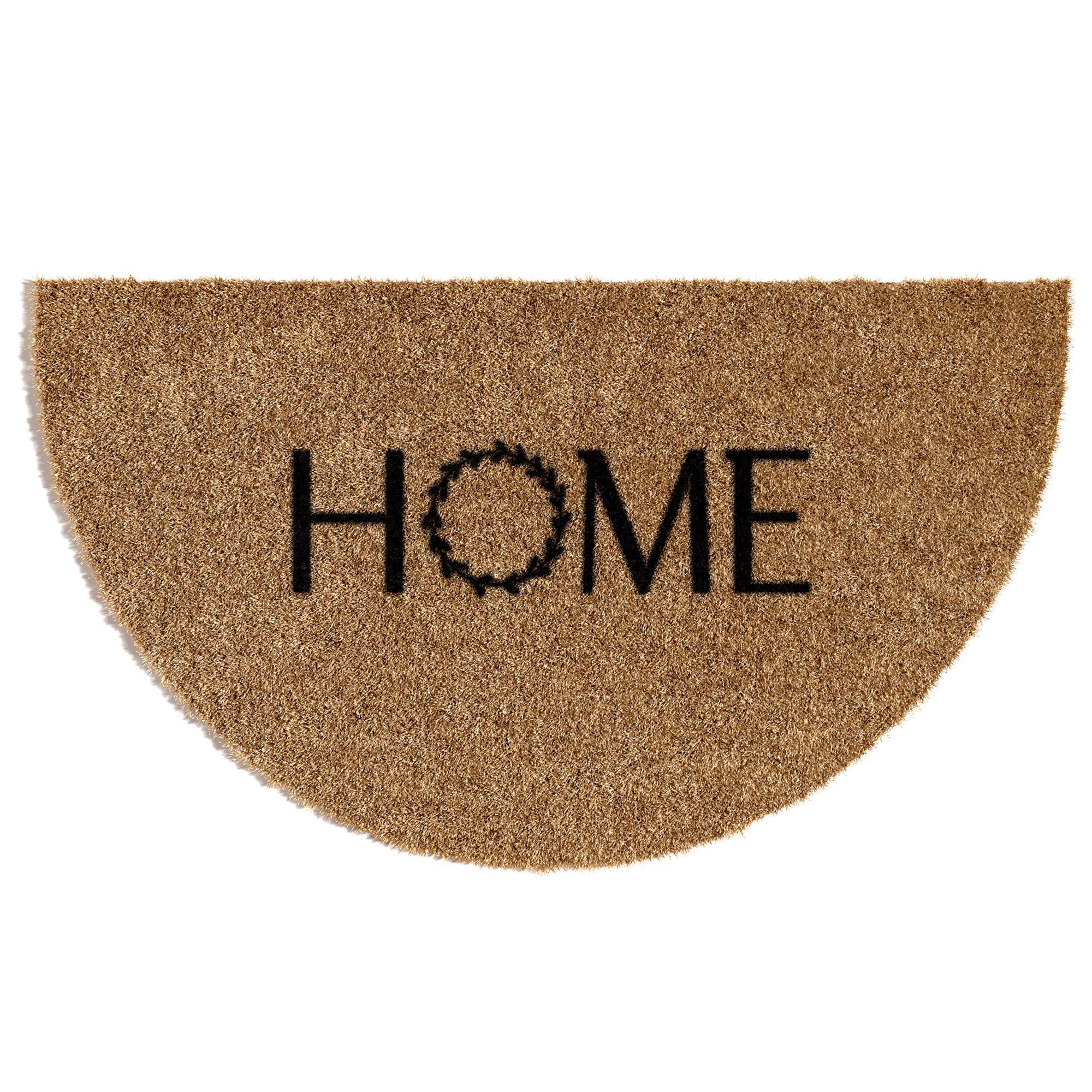 Barnyard Designs 'Home' Half Circle Doormat, Half Round Indoor/Outdoor NonSlip Rug, Front Door