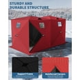 thumbnail image 5 of Ladcaser Pop-up Ice Fishing Tent for 6-8 Persons Insulated Portable Ice Fishing Shelter w/ Zippered Door, Wind Rope & Anchors, 141.73"x70.8"x77.74" Red, 5 of 8