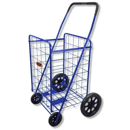 - Extra Large Heavy Duty Folding All Purpose Utility Shopping Grocery Luggage Storage Cart Jumbo Size with Swivel Wheels-Capacity up to 150 lb, Blue (Blue Cart Only)