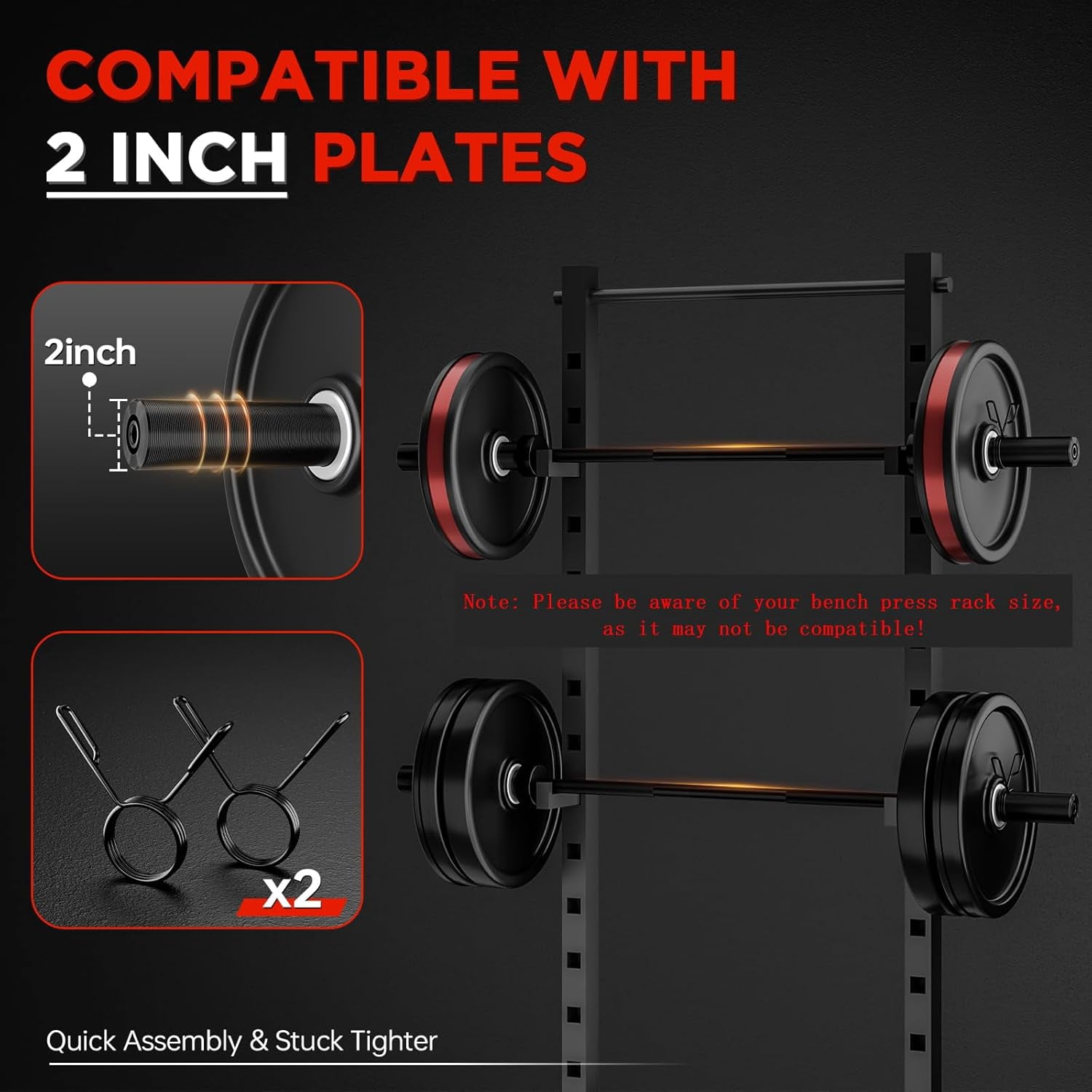 Barbell Bar 57 Inch with Spring Collars, Heavy Duty Strength Training Bar for Weight Lifting Squat  Press
