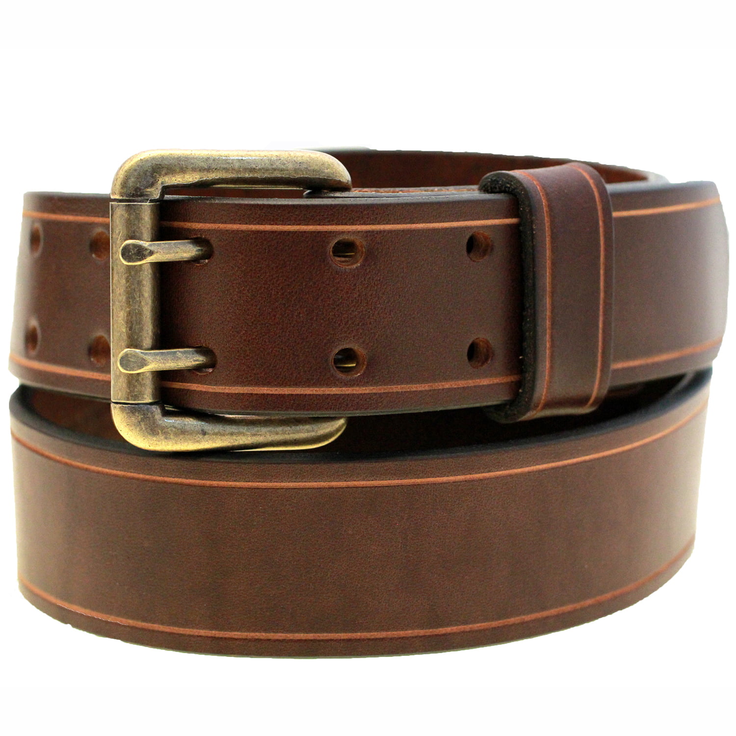1 1/2 Harness Sunset Colorfast Leather Belt Double Hole Saddle Groove 