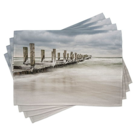 

Coastal Placemats Set of 4 Groyne in Zingst Germany Idyllic Scenery Frosty Country Winter Seashore Washable Fabric Place Mats for Dining Room Kitchen Table Decor White Tan Baby Blue by Ambesonne