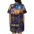 thumbnail image 6 of Fotbe Cosmic Irises At Twilight Print Pajama Set for Women 2 Piece Loungewear Short Sleeve Tops and Shorts Set Soft Sleepwear-Large, 6 of 7