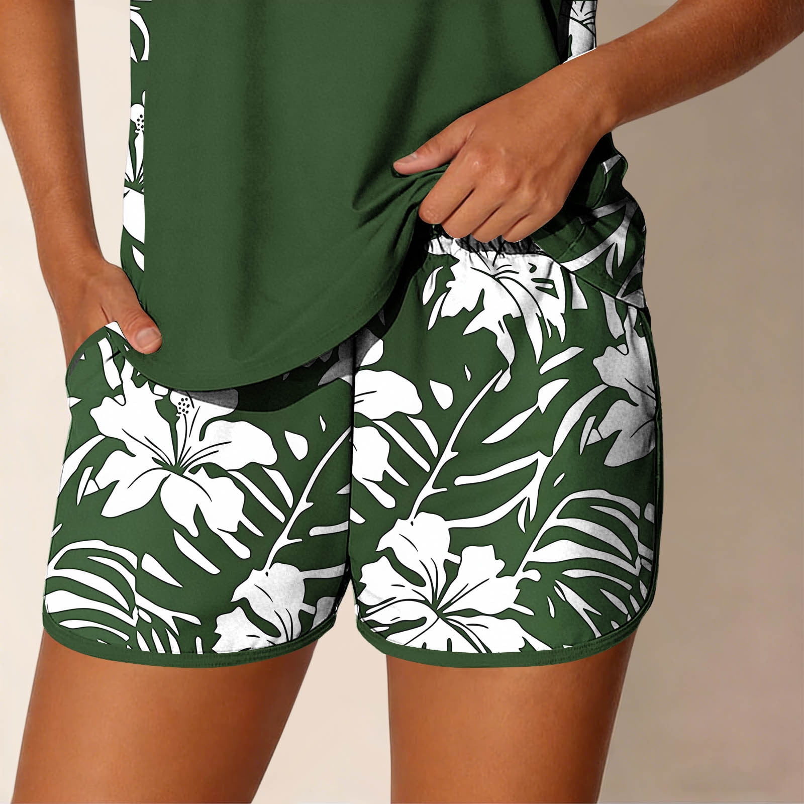 Fewfanhot Women's Tankini Swimsuits 2026 Tummy Control Two Piece Bathing Suits with Sporty Pockets Swim Shorts