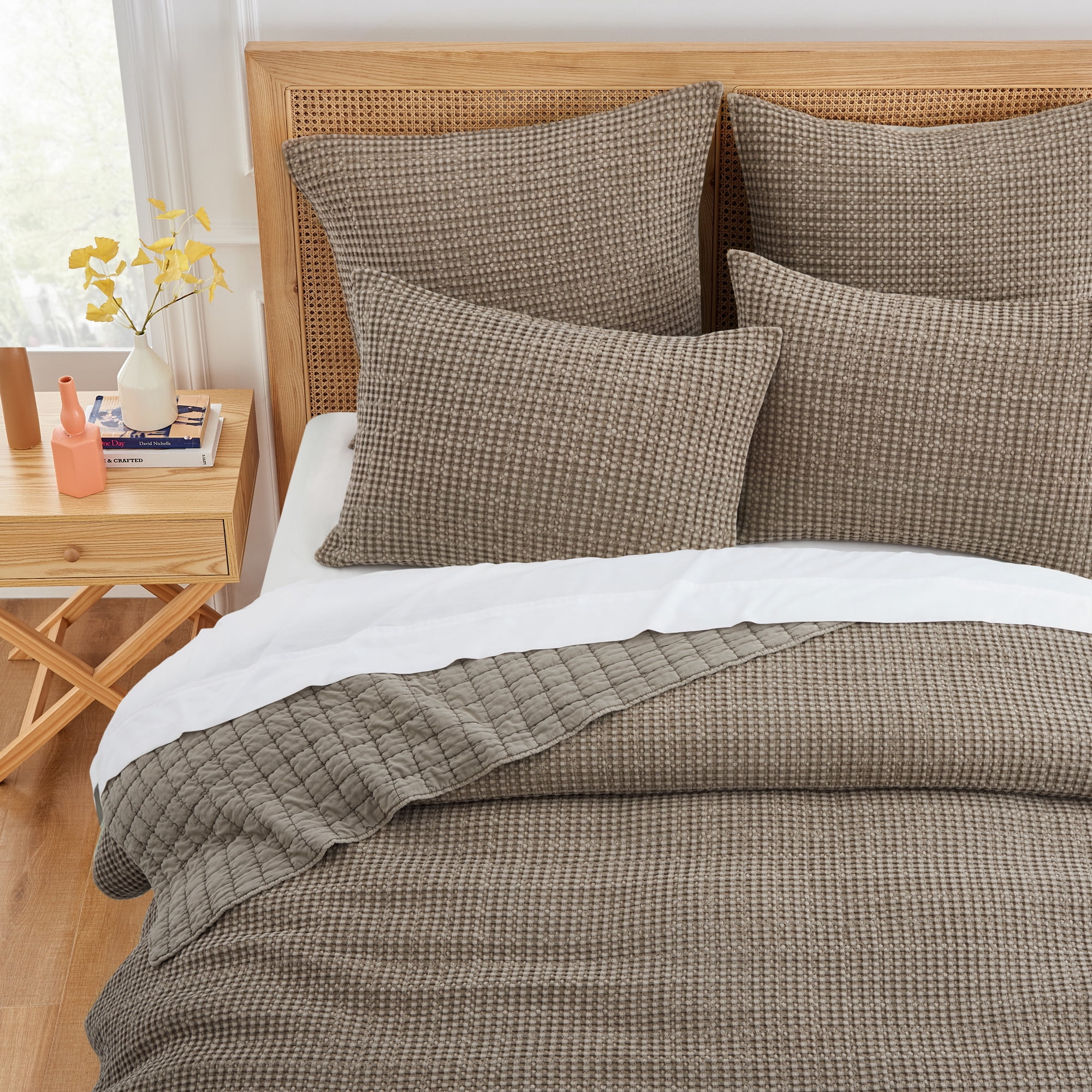 Levtex Home Mills Waffle Bedspread Set - Twin Size, Forest Green Cotton Reversible Quilt With Sham - View #9
