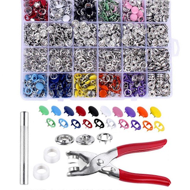 Kit de herramientas para cierres a presión, 10 colores. Kit de herramientas para cierres a presión.