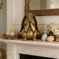 thumbnail image 6 of Chanana Gold Easter Bunny Statue, Gold Resin Rabbit Figurines, Vintage Metallic Bunny Sculptures for Spring Tabletop Mantel Shelf Home Decor Gift, 8", 6 of 6