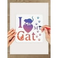 thumbnail image 2 of 1 set 4Pcs Cats and Letters Painting Stencil Cute Kitten Theme Plastic Drawing Stencils Templates for Greeting Card DIY Scrapbook Photo Album Painting on Wood Wall Fabric Home Decor 200x200mm, 2 of 8