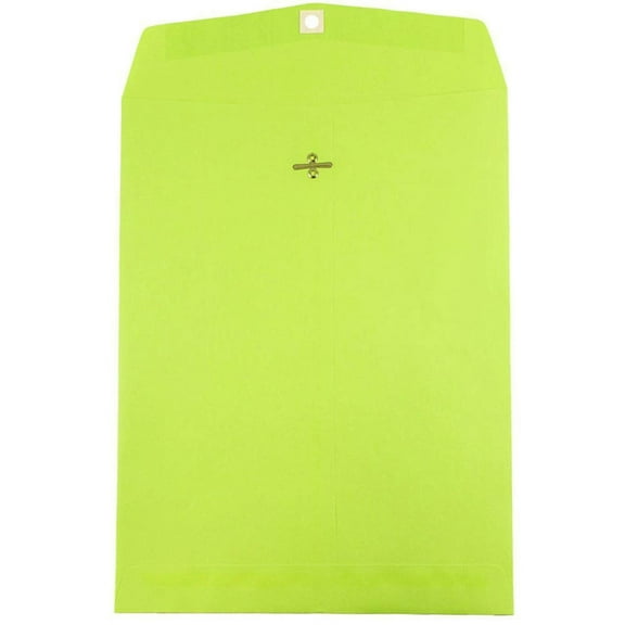 JAM Paper 10 x 13 Clasp Envelopes, Lime Green, 100/Pack