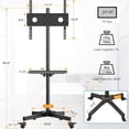 thumbnail image 3 of MountFTV Rolling TV Cart with Lockable Wheels for 23-60 inch LCD LED OLED Flat Curved TVs, Height Adjustable Mobile TV Stand for Home, Office, Black, 3 of 9