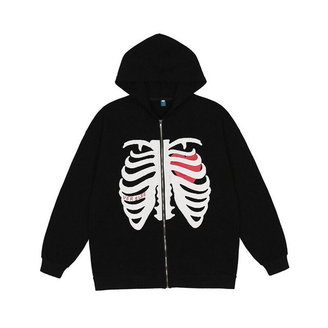 Sudaderas con capucha con estampado de esqueleto Y2K para mujer, chaqueta con capucha de calaveras góticas, sudaderas con cremallera Retro Harajuku, ropa de calle de moda, manga larga