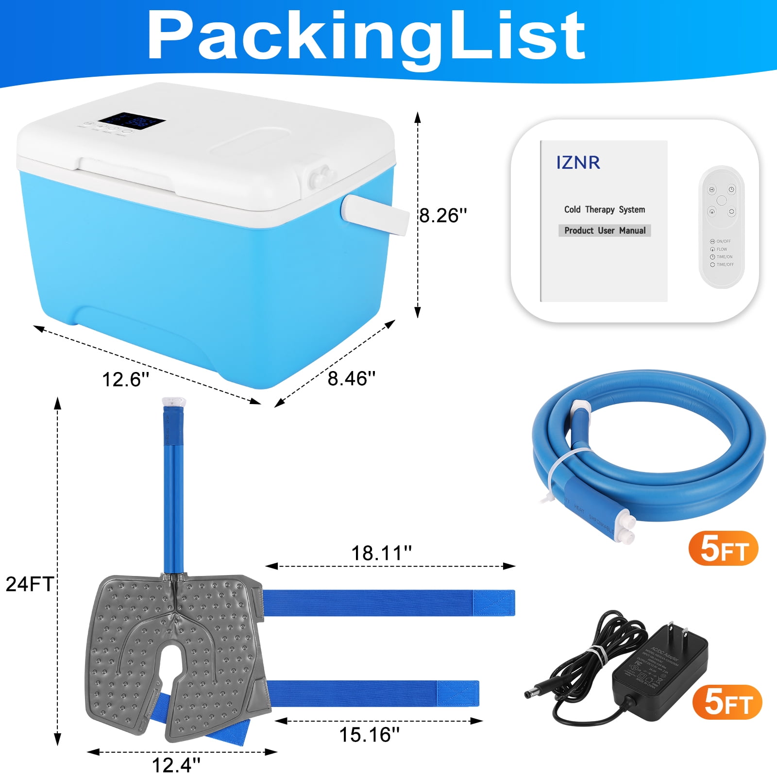 Ice Machine for Knee After Surgery | Power-Saving Mode & Wireless Remote Control & Adjustable Timer & LED Screen, Joint Ankle Elbow Replacement Cold Therapy Compression Pad, Cryotherapy Pain Relief