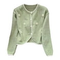 thumbnail image 4 of Cardigan For Women Floral Short Sweater Open Front Knit Long Sleeve Loose Fit Outwear For Casual Outfits Clothes, 4 of 4