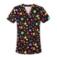 thumbnail image 1 of Ropa de lavado con estampado de dibujos animados, ropa de mano con cepillo, ropa de enfermera, camiseta de manga corta con cuello en V para mujer, ropa quirúrgica, ropa de trabajo para hombres, 1 of 5