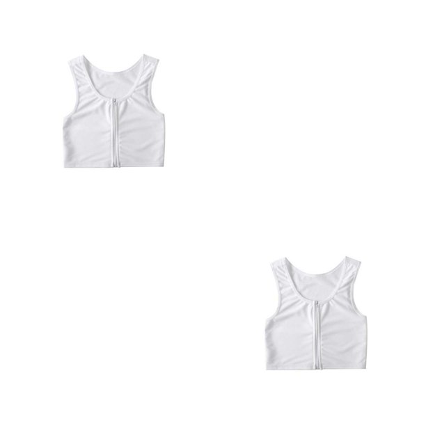 Tank Top Chaleco Camisa pecho Trans Elástico Qarigey Deportes ropa interior Vendaje Reforzado Corto Transpirable Mujer Blanco XL