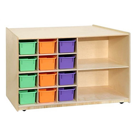 Wood Designs 16603AP Double Mobile Storage with 12 Assorted Pastel Trays