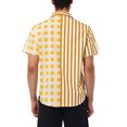thumbnail image 3 of MODA NOVA Big & Tall Men's Striped Printed Plaid Shirt Short Sleeve Yellow White LT, 3 of 5