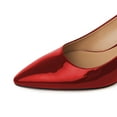 thumbnail image 3 of FSJ Women Graceful Back Bowknot Slingback Sandals Pointed Closed Toe Slip On Pumps Crystal Block Low Heels Party Bridal Shoes Size 8 Red, 3 of 4